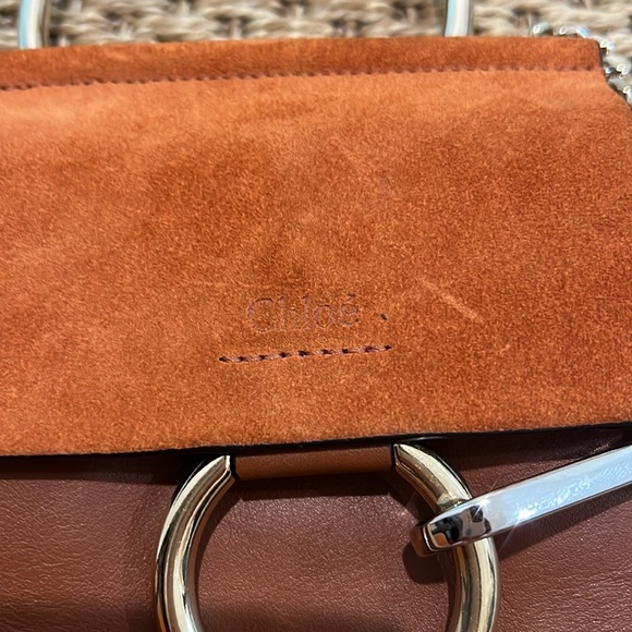 CHLOE Faye Brown Bag with Gold Ring 24 inch drop Mini in Brown calfskin/ suede - Picture 5 of 12